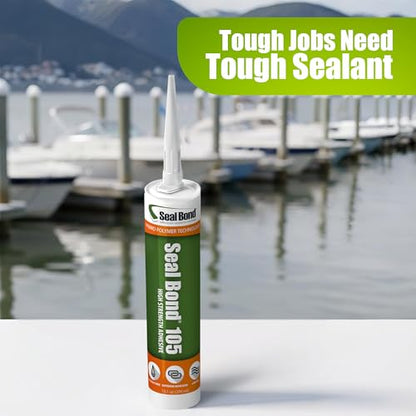 105 Industrial & Marine Adhesive Sealant, Waterproof, 10.1 oz, White - color: White