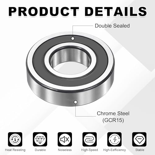uxcell 2Pcs 6006-2RS Deep Groove Ball Bearings, 30x55x13 mm High Speed Double Rubber Seal Bearings Pre-Lubricated and Stable for Industrial Machinery Repairs 3D Project - size: 6006-2RS(30x55x13 mm)