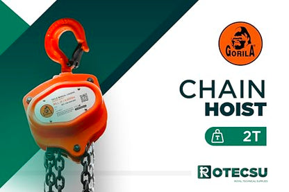 GORILA Hand Chain Hoist 4400lbs 10ft (2 ton 3 Meters) with 2 Heavy Duty Hooks and Forged Locks | Safety Factor 4:1 | Since 1989 - size: 4400lbs - 10ft / 2t - 3m