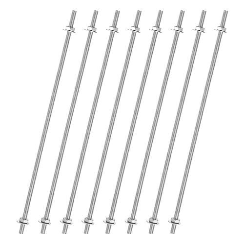 uxcell 8pcs 8/32 Inch M4 Threaded Rods with 16pcs Hex Nuts and Washers - size: 8 Inch