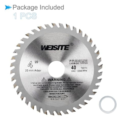 Circular Saw Blade, 4" Outer Dia 40 Teeth 5/8" Arbor, Wood Tungsten Carbide Tipped Slitting Saw (Applications: For Wood Cutting) - size: 105mm x 40T