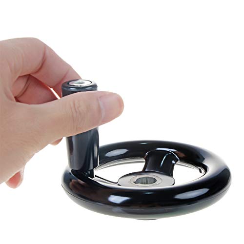 3.94'' Hand Wheel Black w Revolving Handle 3 Spoked 12mm Hole Adjustment Round Handwheel for Milling Machine - size: 100mm Dia.