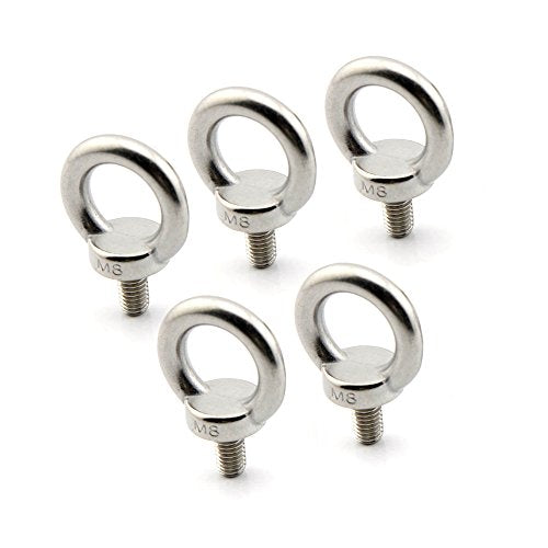Yasorn 5pcs M8/0.32" Stainless Steel 304 Lifting Ring Eye Bolt Set - Heavy Duty Industrial Grade, Corrosion Resistant, Silver, Perfect for Hoisting and Securing Loads - size: M8
