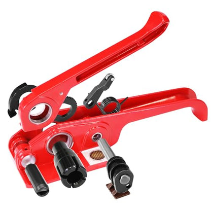 Heavy Duty Banding Strapping Tensioner & Cutter Manual Packaging Tools Windlass for 1/2"-3/4" Width Polyester Poly Strap(red) - color: PET red, size: 1/2-3/4in