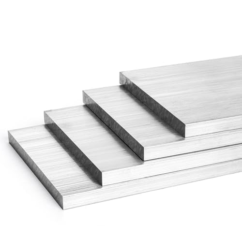 Tlence 4 Pack Aluminum Flat Bars, 1/4" Thickness x 3" Width x 12" Length Aluminums Plate Sheet, 6061 General Purpose Aluminum Rectangular Strip, Square Solid Extruded Metal Slats Mill Stock