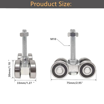 4 Wheel Trolley Assembly Roller Trolley Silent M12 Bolt for use with 1-5/8"" Wide and All 1-5/8"" or Taller Strut Channel 4Pcs, Silver
