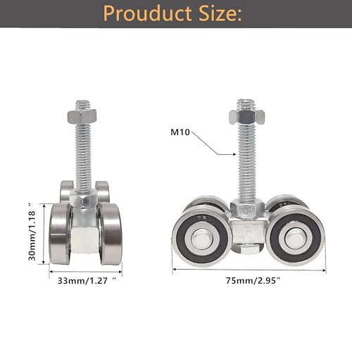4 Wheel Trolley Assembly Roller Trolley Silent M12 Bolt for use with 1-5/8"" Wide and All 1-5/8"" or Taller Strut Channel 4Pcs, Silver