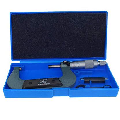 Utoolmart Outside Micrometer Metric 50-75mm 0.01mm Accuracy Metal Precision Measuring Tools for Machinist Engineer, Light Green - size: 50-75mm