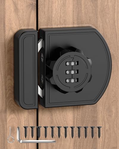 Cabinet Locks with Combination, 180° Sliding Closet Door Lock - color: Black