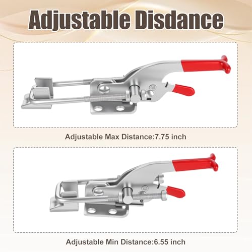Heavy Duty Toggle Clamp Capacity 2000lbs, 304 Stainless Steel Adjustable U Bolt Self-Lock Latch for Tire Carrier, 90 Degree Lock for Cam Sliding Door