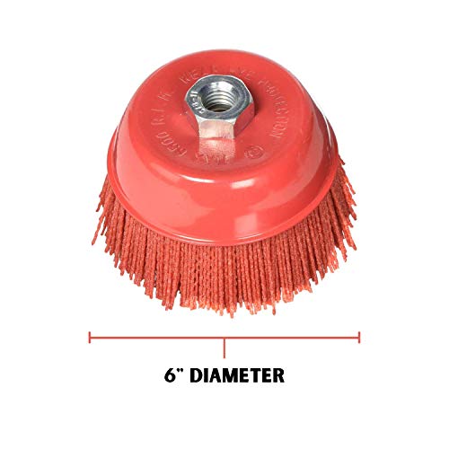 Al's Liner Abrasive 180 Grit Nylon Bristle Cup Brush - 6 Inch - Safe for Use on Metal, Wood, Aluminum and Plastic Surfaces (TOOR6) - size: 6"