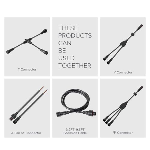 BTF-LIGHTING 3 Pin Electrical Connector 18AWG IP65 Male Female Connector 7.87in/20cm Extension Cable for Car,Truck,Boat,Indoor/Outdoor LED Strip Lights/String 22mm Nut Big Size 5 Pairs - size: 3 PIN Big Size