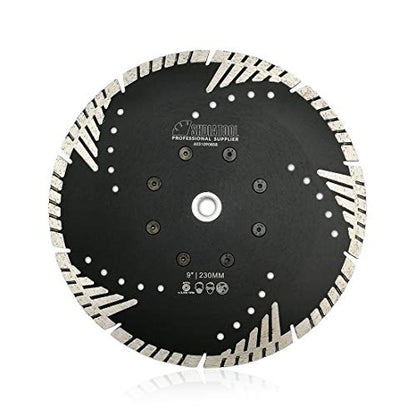 SHDIATOOL Diamond Turbo Blade Dia 9 Inch with Slant Protection Teeth Cutting Stone Granite Marble Concrete Brick with 5/8-11 Thread - size: 230mm(5/8-11 Thread)