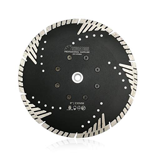 SHDIATOOL Diamond Turbo Blade Dia 9 Inch with Slant Protection Teeth Cutting Stone Granite Marble Concrete Brick with 5/8-11 Thread - size: 230mm(5/8-11 Thread)