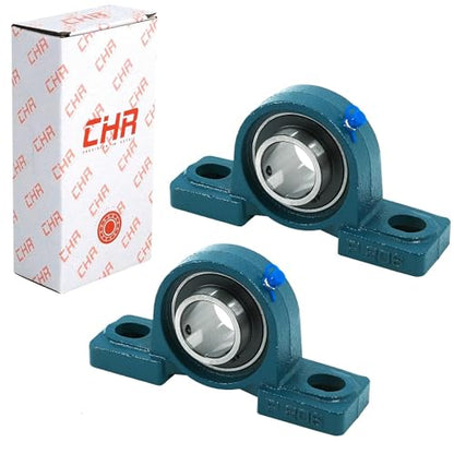 CHR 2 Pack UCP206-20Pillow Block Bearings | Mounted Pillow Block Bearings - Chrome Steel with 1 1/4" Bore | ISO 9001-2015 Certified - size: 2, style: UCP206-20