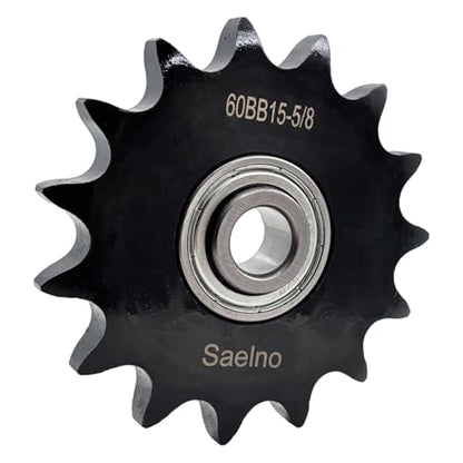 #60 Roller Chain Idler Sprocket Type C 5/8" bore 15 Tooth with Bearing 203KRR2,Hardened Antirust 1045 Steel Drive Sprockets 60BB15-5/8