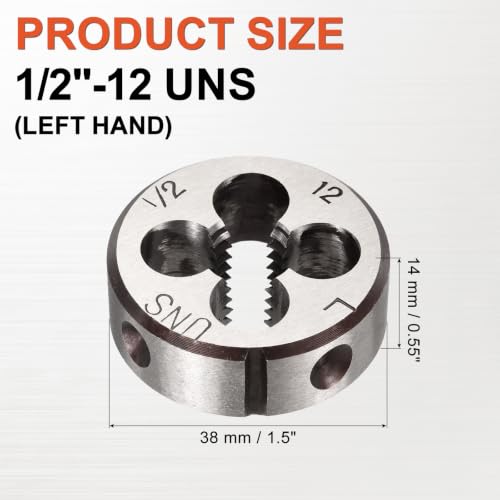 1/2"-12 UNS Round Threading Die Left Hand Alloy Steel - size: 1/2"-12 UNS