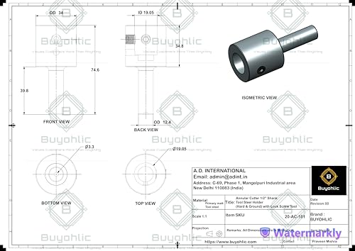 Annular Cutter 1/2" Shank Tool Steel Holder (Hard & Ground) with Lock Screw Tool Type 1 - style: Type 1