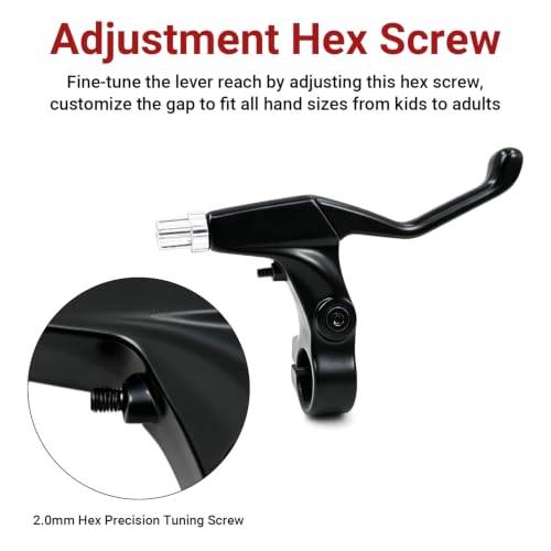Bike Brake Lever Set for V-Brake, Universal Aluminum Alloy Bicycle Brake Handles with Return Spring, 2-3 Finger Design, Compatible with Mountain Bike,City Bike and Kids Bike, Black, 1 Pair