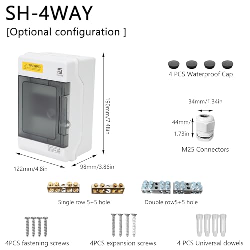4 Way Waterproof Breaker Box for Indoor/Outdoor Settings - size: 4Way