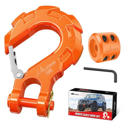 Nilight 3/8-Inch Forged Steel Winch Hook with Cable Hook Stopper - color: Orange