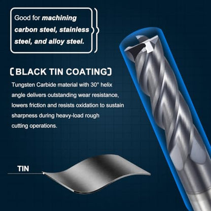 1mm Carbide End Mill, 3mm Cut L, 35mm L, 4mm Shank, Black - color: Black, size: 1mm Dia,3mm CL,35mm L,4mm Shank