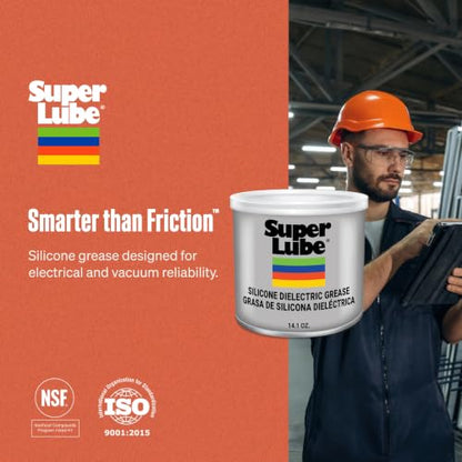 Super Lube Silicone Dielectric & Vacuum Grease Non-Curing Compound (Translucent White, 14.1oz/400g Canister) | NSF Certified Food Grade & Clean | Resistant to Thermal Degredation - size: 14.1 oz Canister