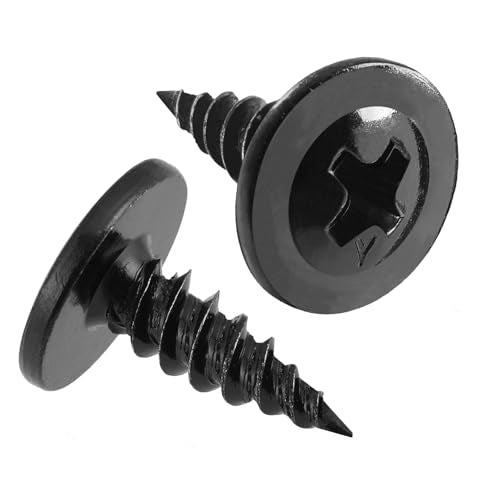 VGBUY 220Pcs #8 x 1/2 Inch Wood Screws Phillips Modified Truss Head Stainless Steel 410 Quick Metal Self Tapping Screws,Black Zinc Plated - color: Black, size: #8 x 1/2 inch