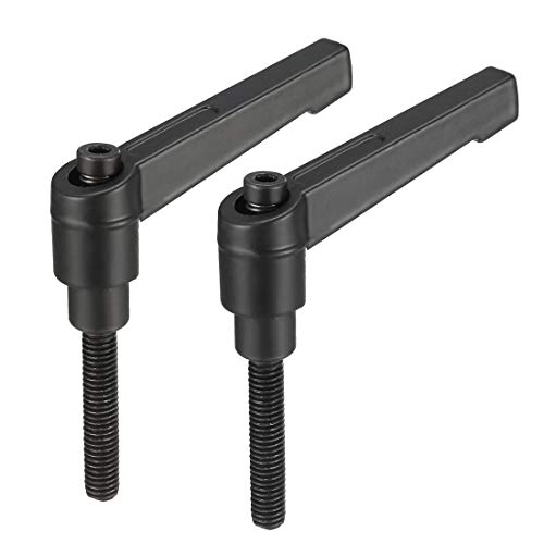 uxcell M6 x 32mm Handle Adjustable Clamping Lever Thread Push Button Ratchet Male Threaded Stud Knobs Rotating Screw Handles Bolts with Locking Lever Black 2pcs - size: M6x32mm