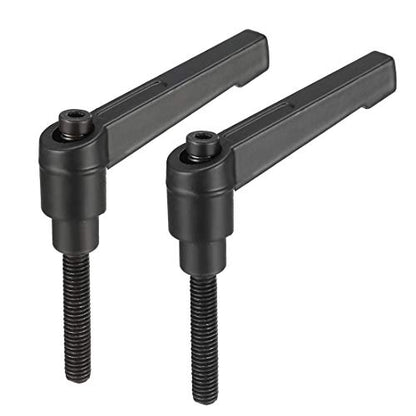 uxcell M6 x 32mm Handle Adjustable Clamping Lever Thread Push Button Ratchet Male Threaded Stud Knobs Rotating Screw Handles Bolts with Locking Lever Black 2pcs - size: M6x32mm