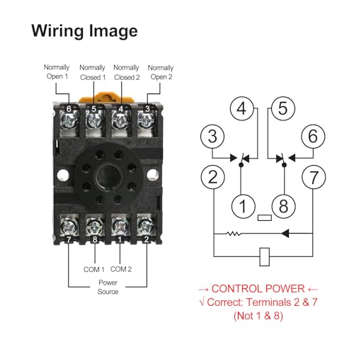 Baomain Power Relay MK2P-I 12VDC Coil DPDT 8 Pin with Plug-in Terminal Socket,for Automation and Control Systems