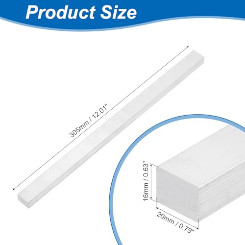 uxcell Square Aluminum Flat Bar, 5/8" Thickness 3/4" Width 12" Length Square 6063 Aluminum Flat Plate, 16 x 20 x 305mm Solid Mill Stock - size: 5/8" T x 3/4" W x 12" L