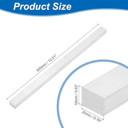 uxcell Square Aluminum Flat Bar, 5/8" Thickness 3/4" Width 12" Length Square 6063 Aluminum Flat Plate, 16 x 20 x 305mm Solid Mill Stock - size: 5/8" T x 3/4" W x 12" L