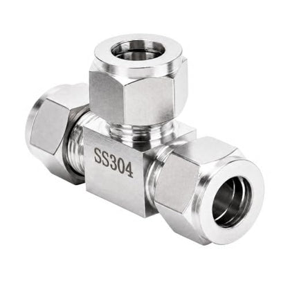 304 Stainless Steel Compression Tee 1/2" OD x 1/2" OD T-fitting 3-way 2pc - color: Pack of 2, size: 0.5 Inch