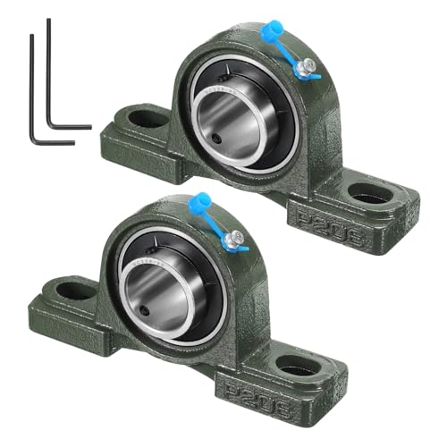 uxcell 2pcs UCP206-20 Pillow Block Bearings 1-1/4 inch Bore Self Alignment, Solid Cast Iron Base Mounted Chrome Steel Bearings - size: UCP206-20