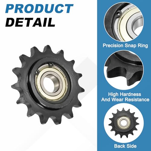 uxcell #50 Roller Chain Idler Sprocket, 17mm Bore 5/8" Pitch 15 Tooth - size: 17mm Bore 5/8" Pitch 15 Tooth