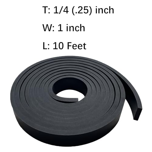Thick Neoprene Rubber Strip Roll 1/4 (.25)" Thick X 1" Wide X 10'Long - size: 1"X10'X1/4"