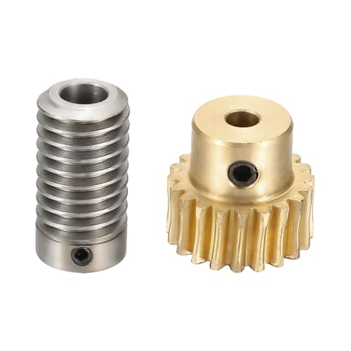 uxcell Worm Gear Set 20T 1:20 Reduction Rate1045 Steel Rod 8mm Bore - size: Gear-4mm, Rod-8mm Bore, style: 0.8M-20T
