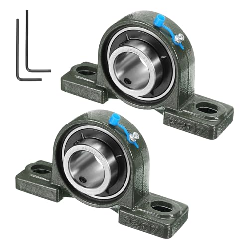uxcell 2pcs UCP207-21 Pillow Block Bearings 1-5/16 inch Bore Self Alignment, Solid Cast Iron Base Mounted Chrome Steel Bearings - size: UCP207-21