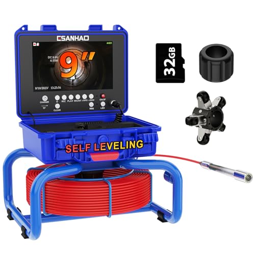 Sewer Camera 100ft with Self-leveling/12pcs Light/IP68 Waterproof Professional Inspection Camera for Plumber or Homeowners - size: 29M