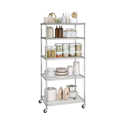 UltraDurable 5-Tier NSF Steel Wire Shelving, 36"W x 24"D x 76"H - color: Steel, size: 5-Tier Shelving, 36" W x 24" D