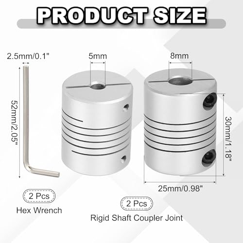 MECCANIXITY 2Pcs Flexible Couplings 5mm to 8mm Aluminum Alloy Coupler - size: 5mm to 8mm