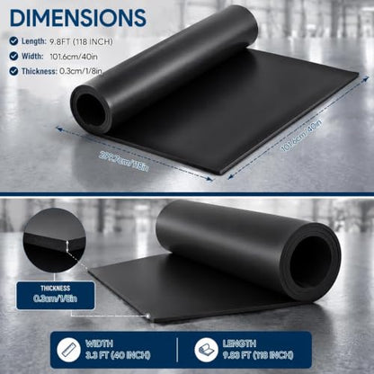 118"x40"x1/8" Solid Rubber Sheet, Black Neoprene Rubber Roll