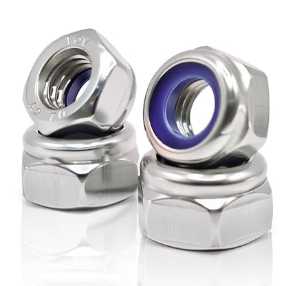 M6 x 1mm Metric Nylon Insert Lock Nuts (100pcs) DIN 985 Locknuts 304 Stainless Steel Hex Nylock Nuts Reusable Anti-Loose Corrosion-Resistant for DIY Home Automotive Industrial - size: M6 x 1mm 100pcs