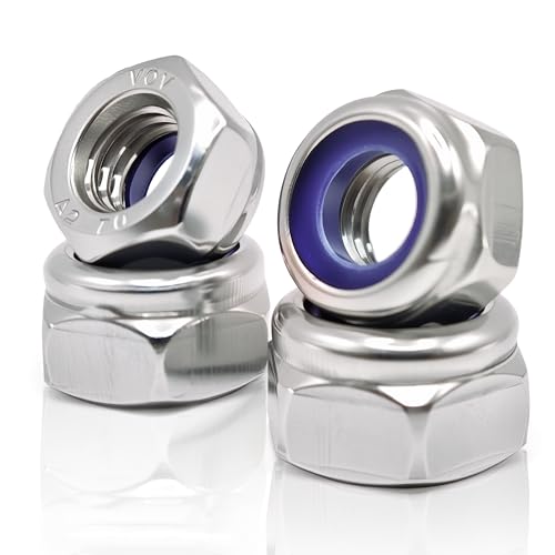 M6 x 1mm Metric Nylon Insert Lock Nuts (100pcs) DIN 985 Locknuts 304 Stainless Steel Hex Nylock Nuts Reusable Anti-Loose Corrosion-Resistant for DIY Home Automotive Industrial - size: M6 x 1mm 100pcs