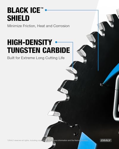 CRALY 8-1/4 Inch 60 Teeth Ultra Fine Finish Wood Cutting Circular Saw Blade, 5/8 Inch Arbor, Carbide Tipped, Thin Kerf, Black Ice™, for Plywood, MDF, OSB, Laminated(C0860FF) - size: 8-1/4'', 5/8'' arbor,60T