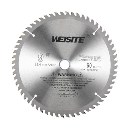 Circular Saw Blade, 9" Outer Dia 60 Teeth 3/4" Arbor, Wood Tungsten Carbide Tipped () Slitting Saw - (Applications: for Wood Cutting) - size: 230mm x 60T
