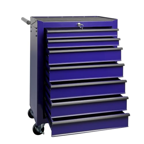 Rolling Metal Tool Chest with 7 Drawers - color: 7-drawer-purple-a