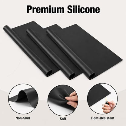 3 Pack Silicone Rubber Sheeting, 11.5" x 11.5" x 1/24" Thick, Flexible Heat Resistant Silicone Gasket Sheet, 60A Durometer for Seals, Pads, Insulation, DIY Craft Projects - color: Black