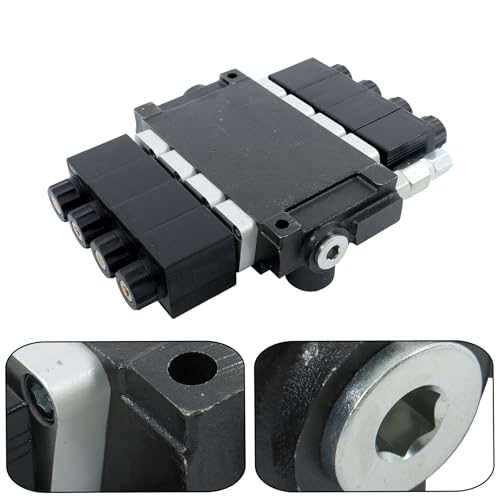 4 Spool Solenoid 12V DC Hydraulic Control Valve Double Acting 13GPM Hydraulic Solenoid Directional Valve 3600PSI Inlet port Outlet port SAE10 Working ports SAE8